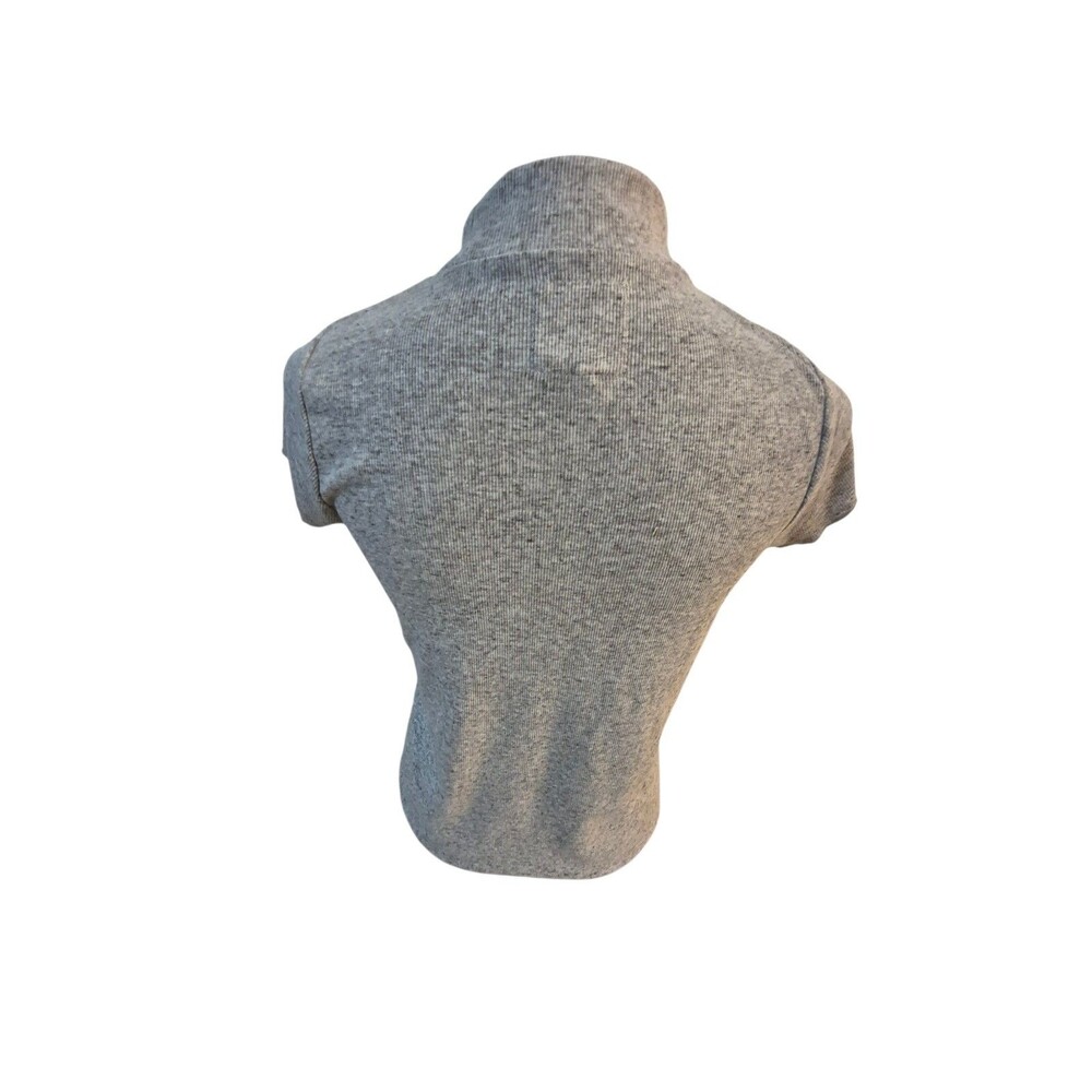 Chaser Linen Blend S Top Mock Neck Minimalist Old Money Neutral - Picture 2 of 7
